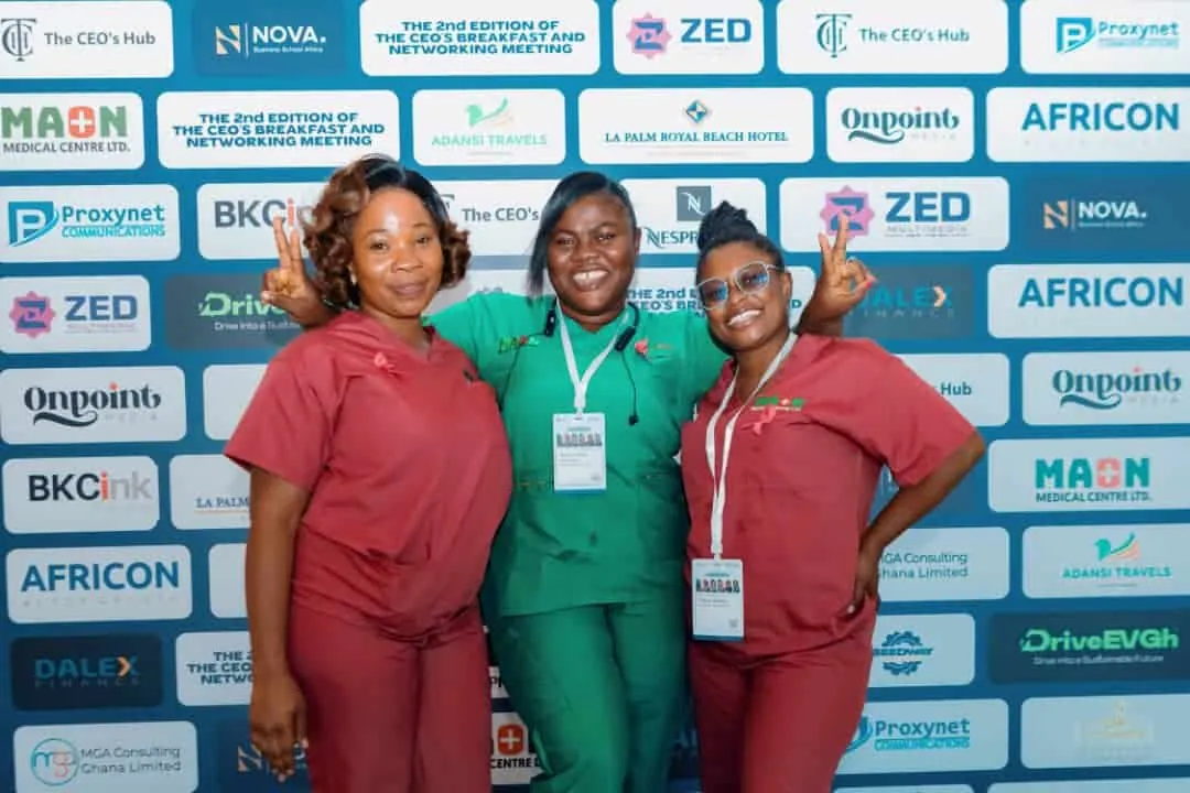 Three MAON staff at the CEO's Breakfast and Networking Meeting, October 2025.