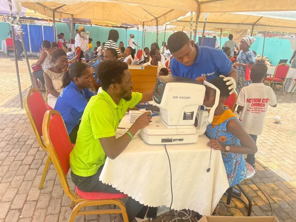 An eye screening at a MAON community outreach.